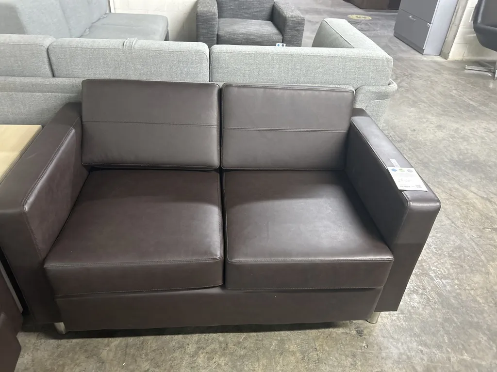 Brown Vinyl Loveseat