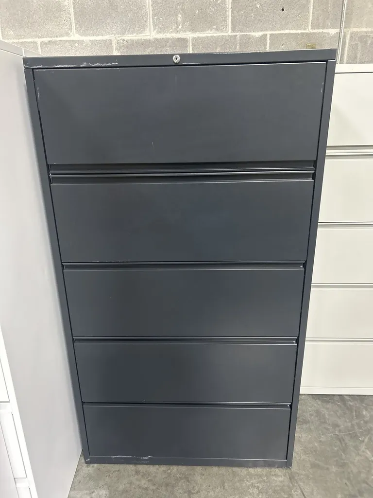 36" 5 Drawer Lateral File Cabinet - Dark Grey