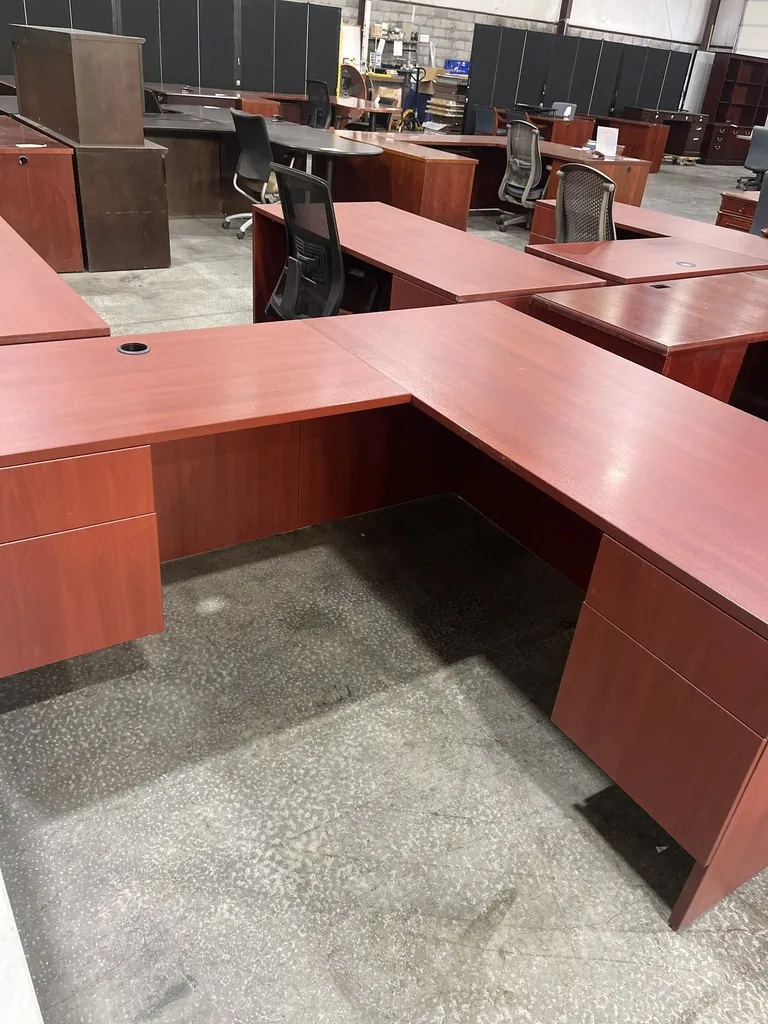 30x66 LaCasse Cherry L Desk LH Double Ped