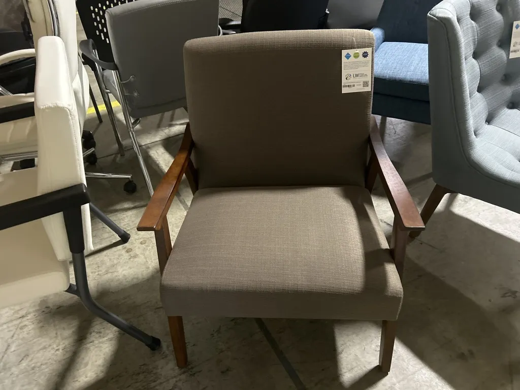 OS-Occasional Chair Wood Frame, Light Brown Fabric