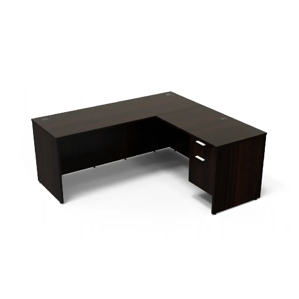 Euroline 30x66 Sgl Ped L Desk LH Espresso