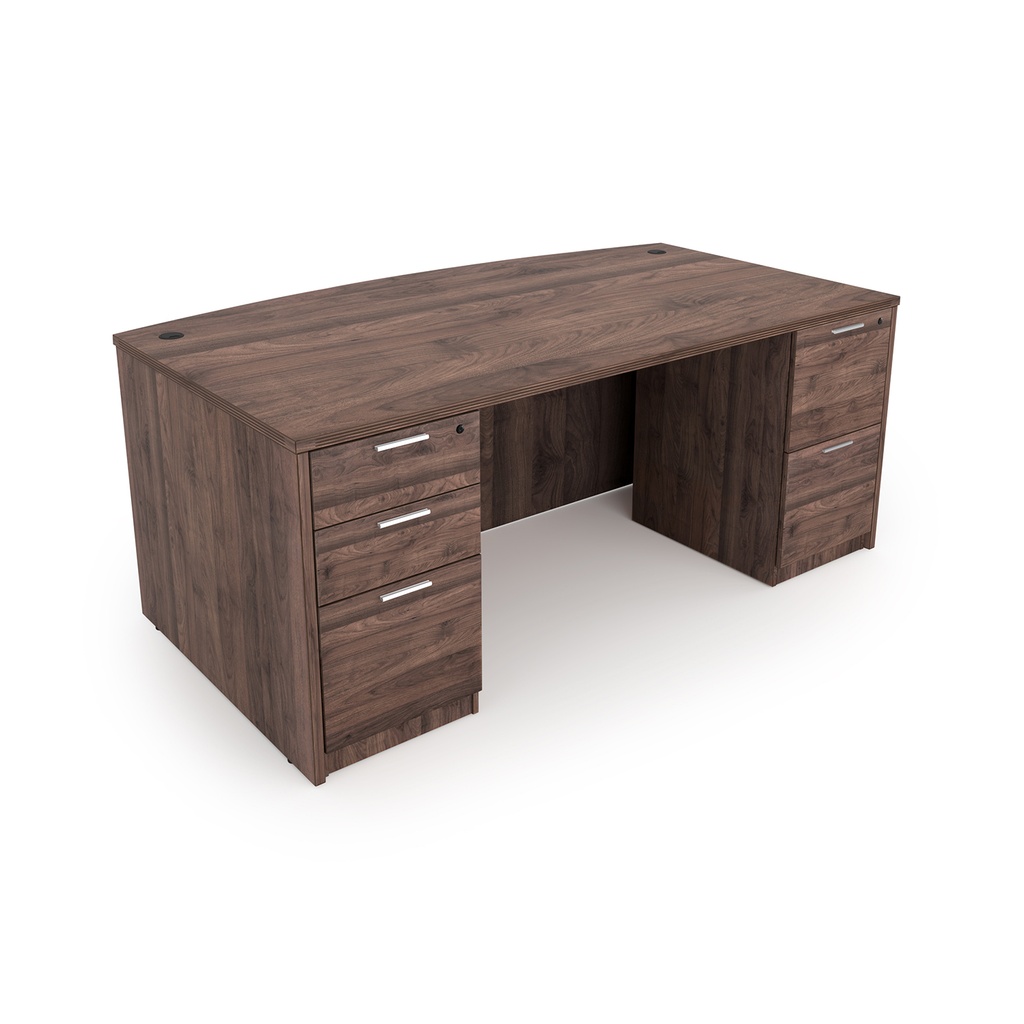 Euroline 36x71 Bow Dbl Ped (W/POWER GROMMET) - Walnut