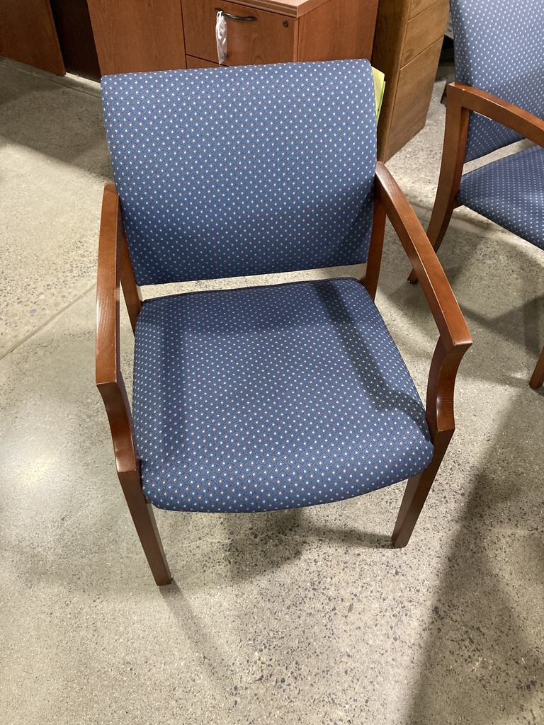 Blue Pattern Side Chair Cherry Frame