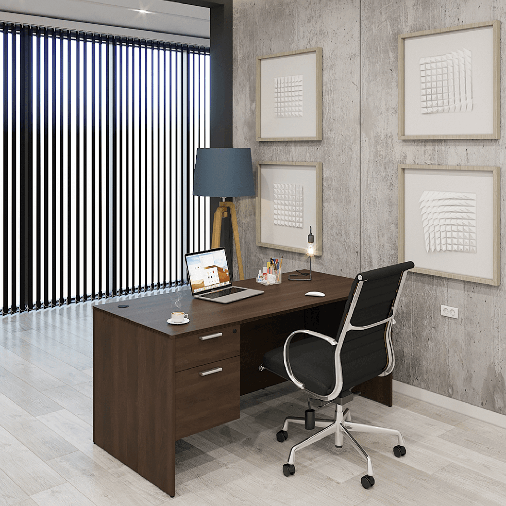 Euroline 30x66 Sgl Ped Desk Walnut