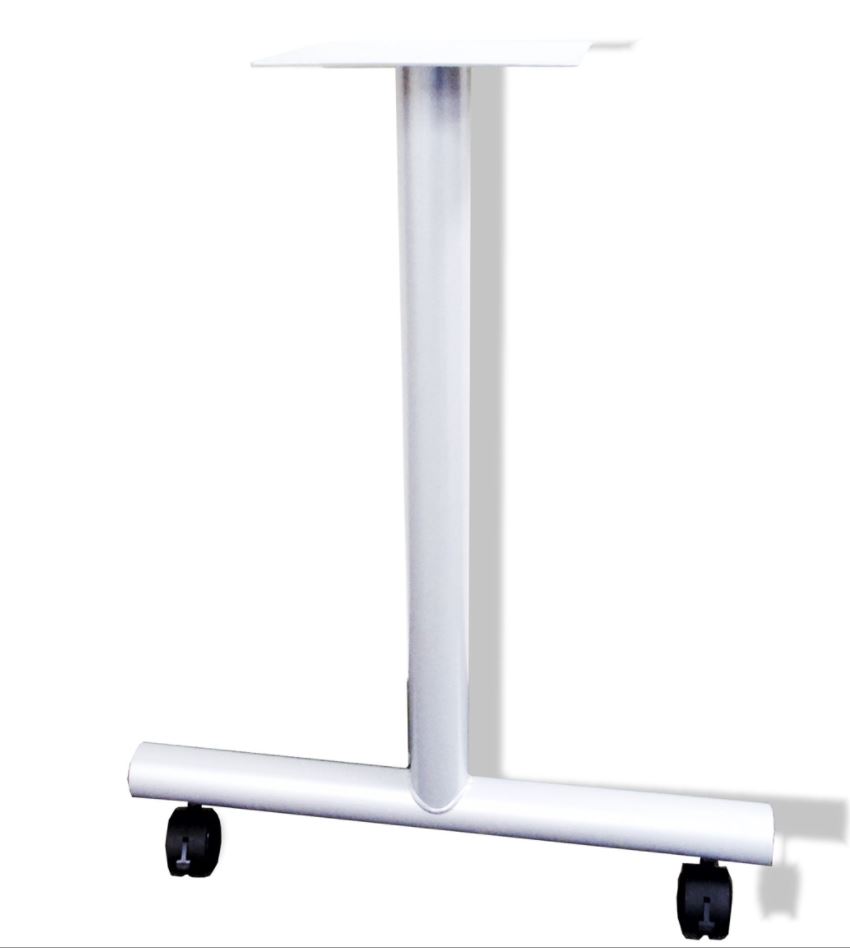 Table Leg T Type with Caster 24" D White