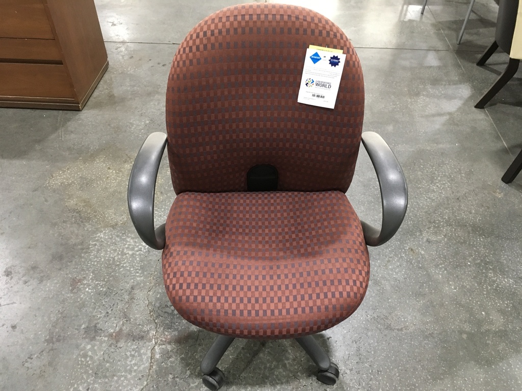 Haworth Conf Chair Orange Check fabric