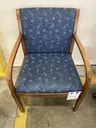 Blue Pattern Side Chair with arms, Cherry Frame