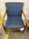 Blue Pattern Side Chair with arms, Cherry Frame