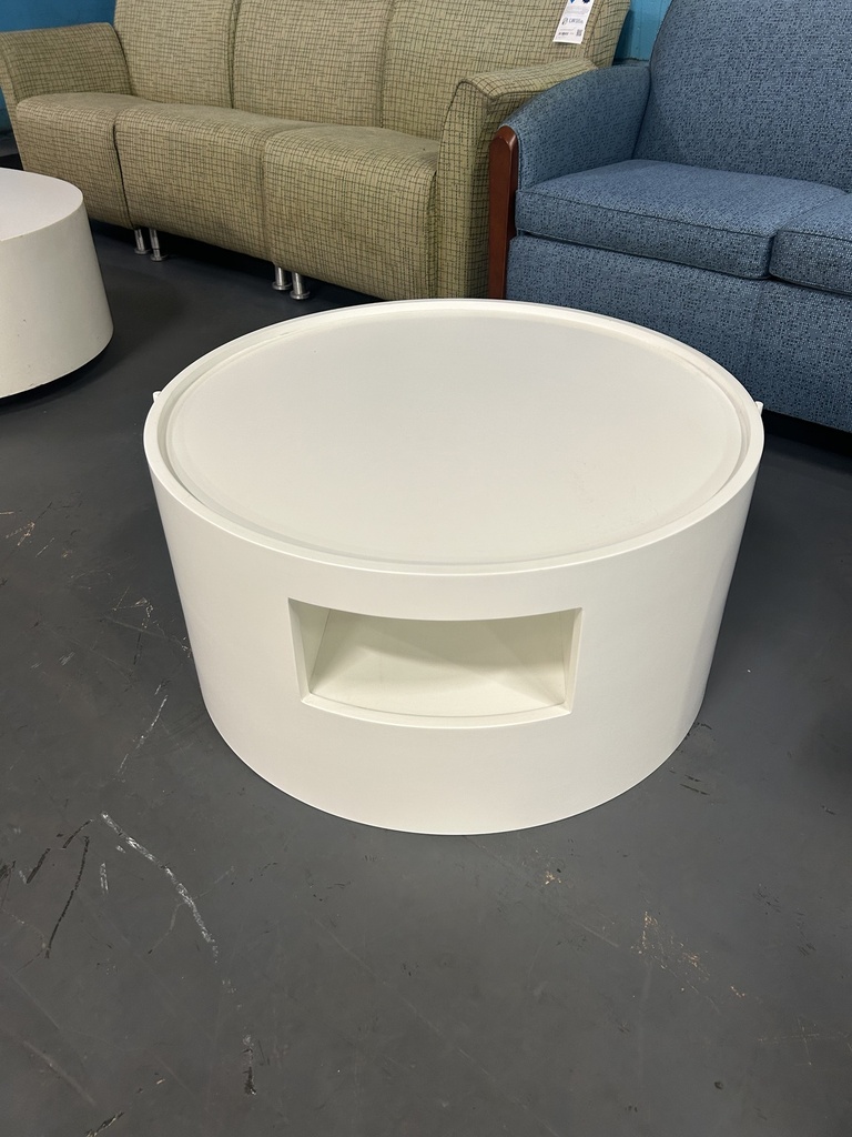 White 32" Reception/Lobby "Drum" Table 