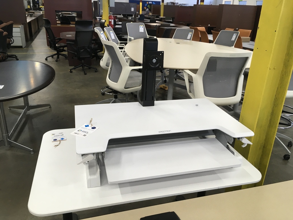White Ergotron Sit Stand Single Mount Riser