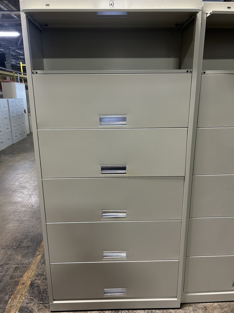 36" Hon 6 Drawer Lateral Flipper Cabinet Cream 