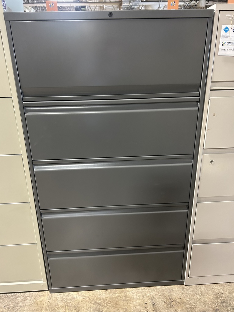 36" 5 Drawer Lateral File Cabinet Dark Grey