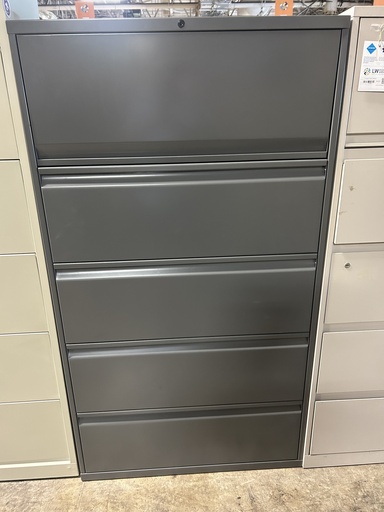 36" 5 Drawer Lateral File Cabinet Dark Grey