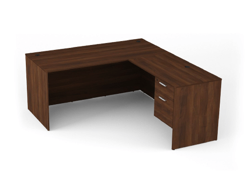 [D6072SP- LH WN] Euroline 30x60 Sgl Ped L Desk LH Walnut