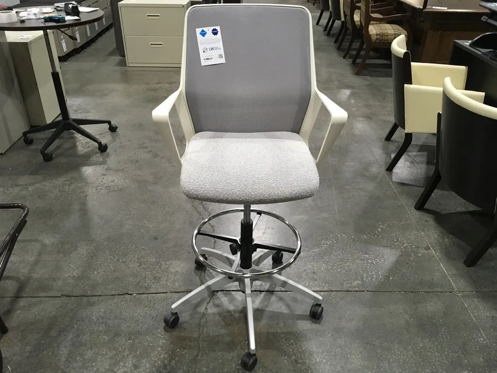 Mesh Castor Stool Gray Ash / White | LW Office Furniture in Cincinnati ...