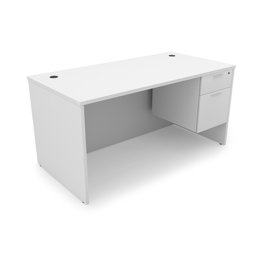 Euroline 30x66 Sgl Ped Desk White