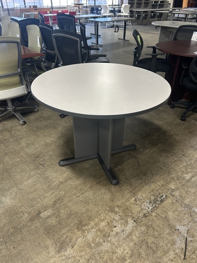 42" Round Speckled Grey Table w/ Dark Grey Base