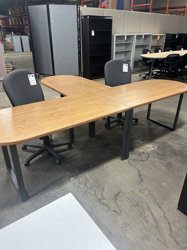 10'W x 6.5'D - 3 Piece D-Top Reception  Desk - Light Walnut 