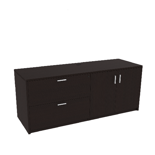 [C2471P-5 ESP] Euroline 71" Credenza w/ 2 Dr Lateral/Storage Units Espresso