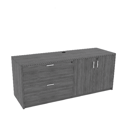 [C2471P-5 SG] Euroline 71" Credenza w/ 2 Dr Lateral/Storage Units Grey