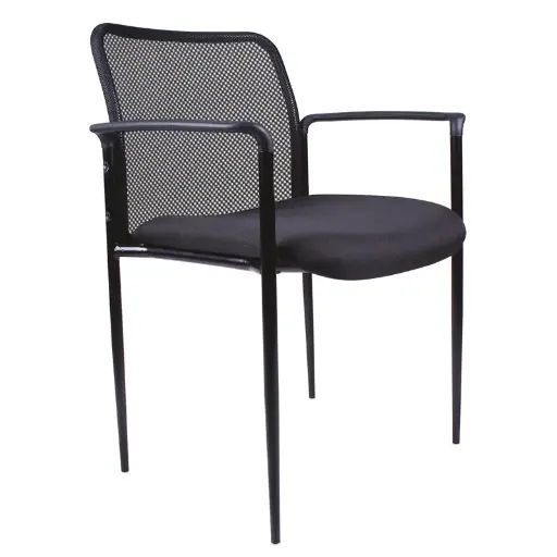 MESH BACK GUEST STACK CHAIR BLACK FABRIC/BLACK FRAME