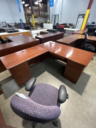 30x66 LH L Desk - Mahogany 