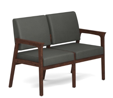 [OSGS4017PMWSM] Aiden 2-Seater with Half Arm  Modern Walnut w/ smoke PU