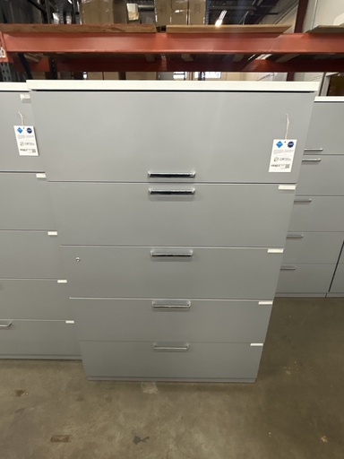 Steelcase 42" 5 High Silver File Cabinet W/White Top