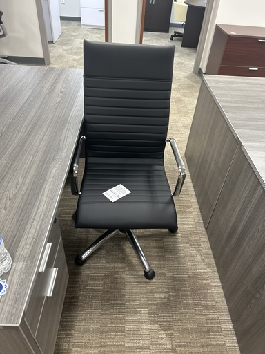 CD-309HB Zetti High Back Exec Black bonded Lthr chair, chrome base