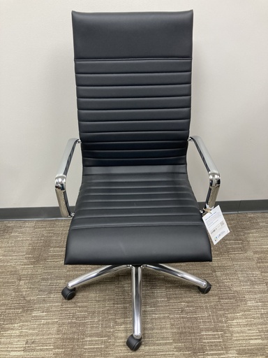 CD-309HB Zetti High Back Exec Black bonded Lthr chair, chrome base