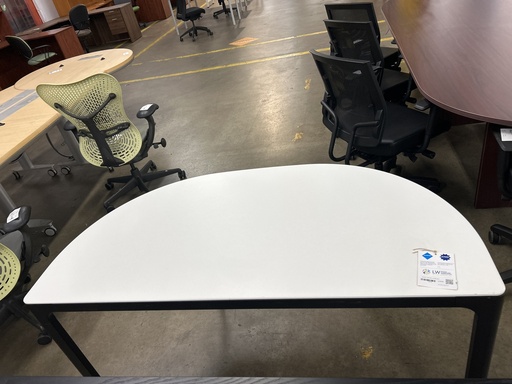 Half Moon Table White Top Black Base