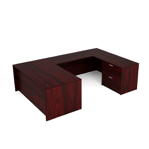 [UD6696P-3.MAHO] Euroline- U Shaped Desk with Full Pedestal and Lateral File, 66″ x 96″