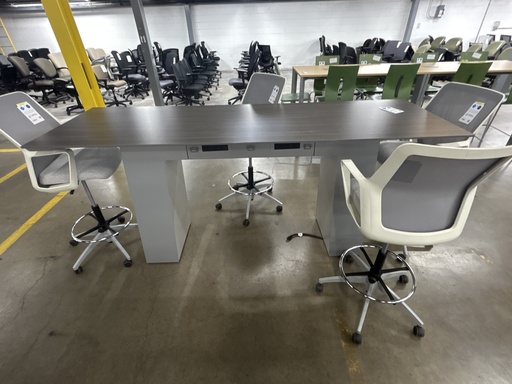 30" x 96" Gray Huddle Table Powered
