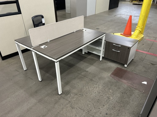 Pod of 2 - Comes With 2-24"x60" Desks w/Divider and 2-2Drawer Lateral/Shelf Combos