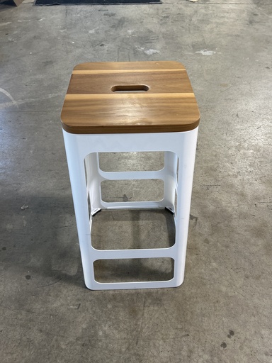 Hightower Barstool - White w/ Wood Seat