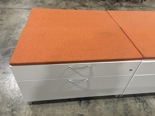 36" Hon Box/File /Bench w/ Orange Cushion