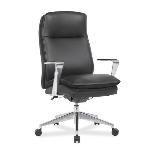 [OSEC9001BK] COE OfficeSource | Obsidian | High Back Executive Conference Chair with Fixed Aluminum Arms and Base