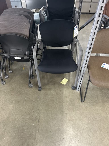 Black Improv Side Chair w/Casters Dark Gray Frame