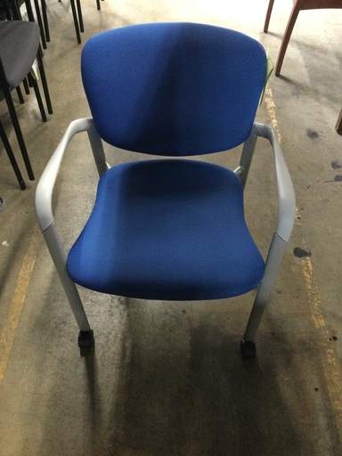 Blue Improv Side Chair w/Casters Light Gray Frame