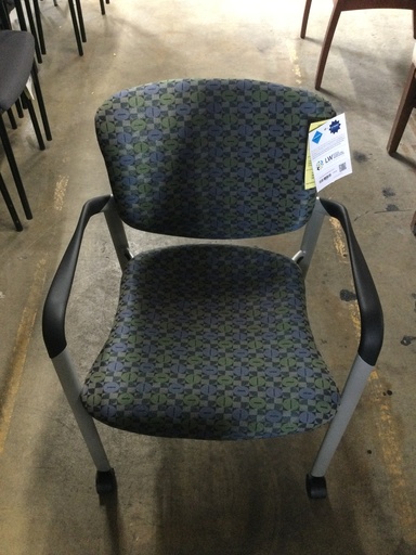 Green & Blue Improv Side Chair w/Casters