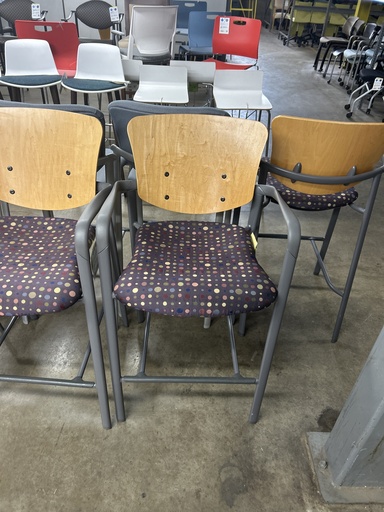 Purple Seat w/Dots Blonde Back Stool