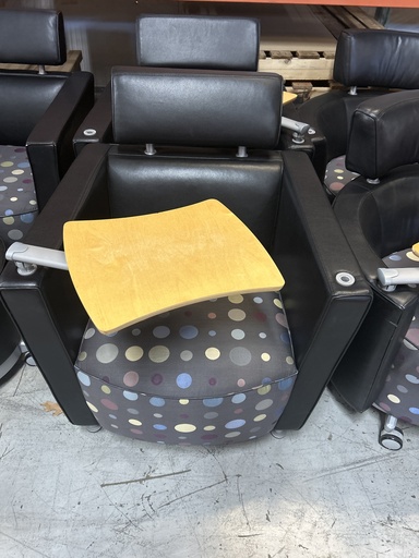 Black & Polka Dot Lobby Chair w/Tray