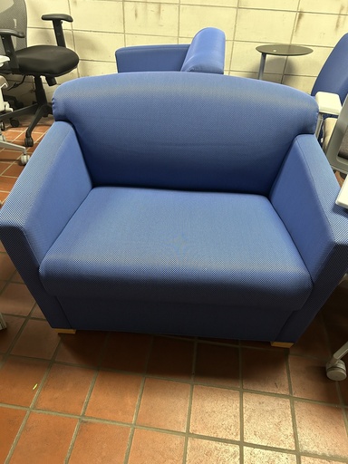 Wide Seat Blue Lobby Chair w/Arms