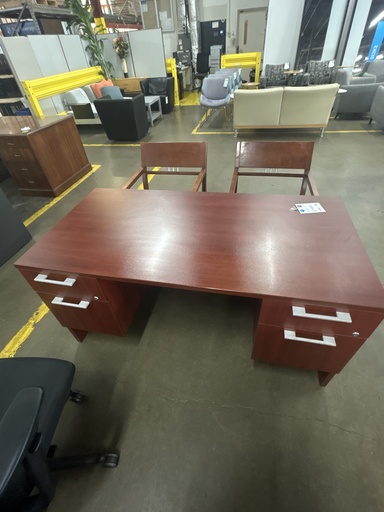 30x60 DBL Ped Desk Mahogany
