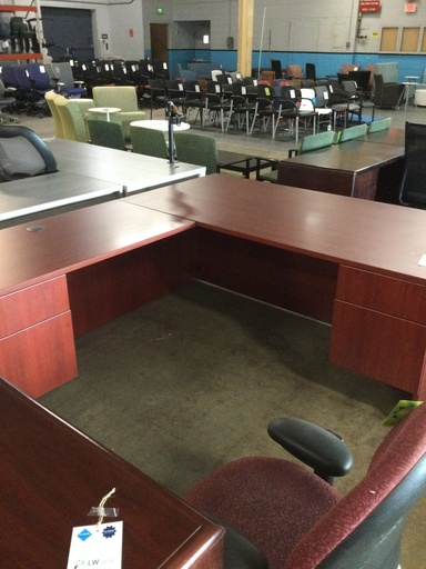 36x71 DBL Ped L-Desk LH Mahogany