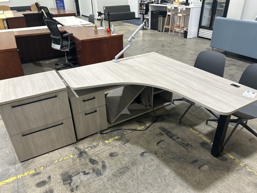 OFS 70x84 Sit Stand LH Height Adjustable Desk - Grey