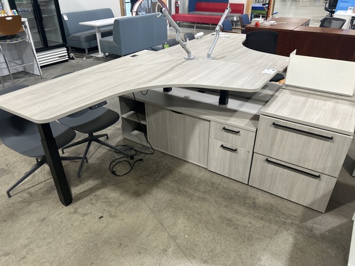OFS 70x84 Sit Stand RH Height Adjustable Desk - Grey
