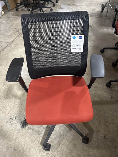 Steelcase Think Chair, Red Seat, 3D Knit Back Black