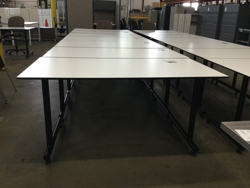 30x60 Training Table- Beveled Top White/Mocha w/ Black Base