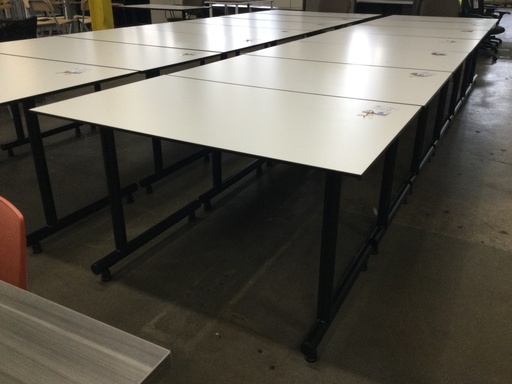 30x48 Training Table- Beveled Top White/Mocha w/ Black Base